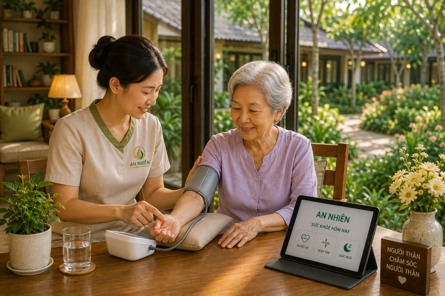 Nhân viên An Nhiên chăm sóc sức khỏe cư dân tận tâm