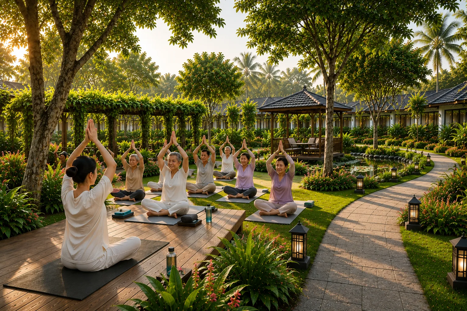 Hoạt động yoga và thiền ngoài trời tại An Nhiên